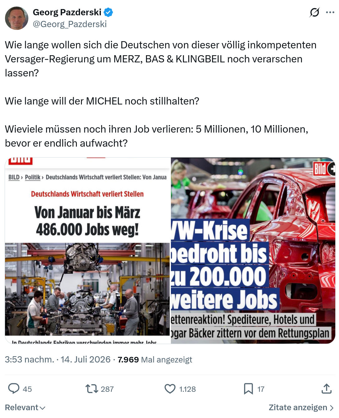 Georg Pazderski: Wie lange wollen sich die Deutschen...
