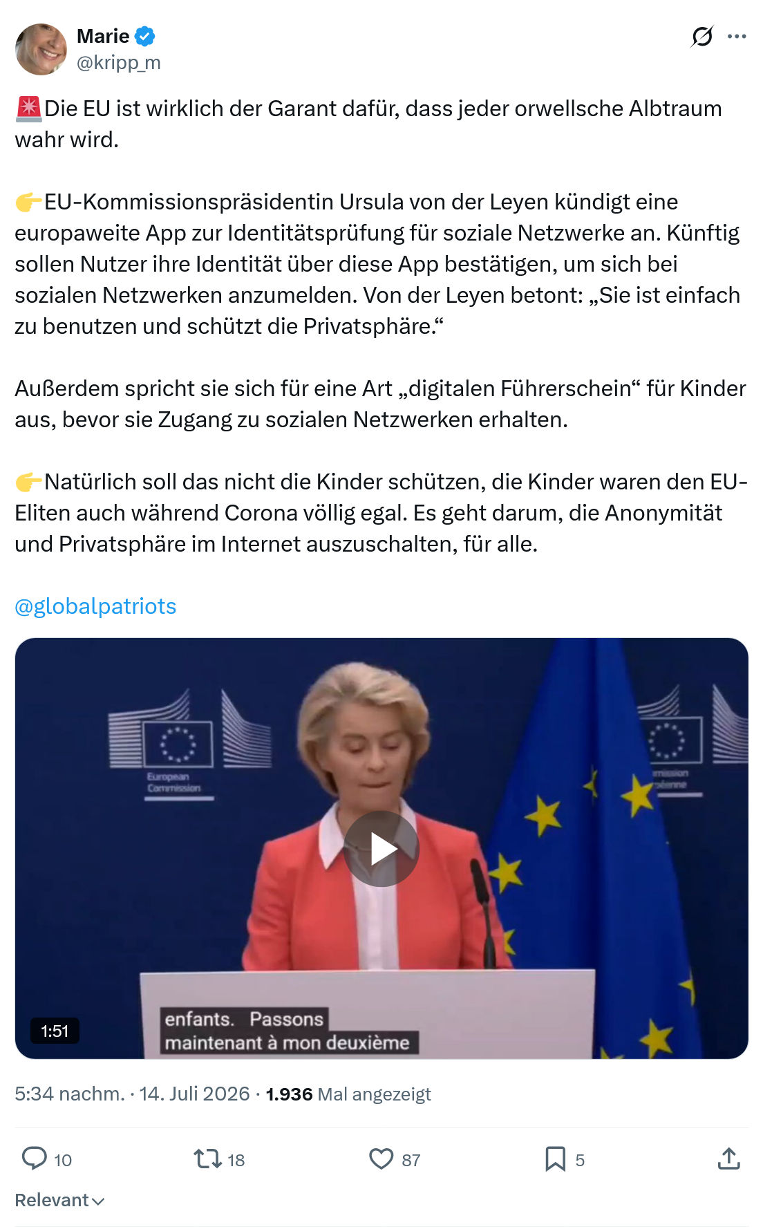 Marie kripp: Die EU ist wirklich der Garant dafür...