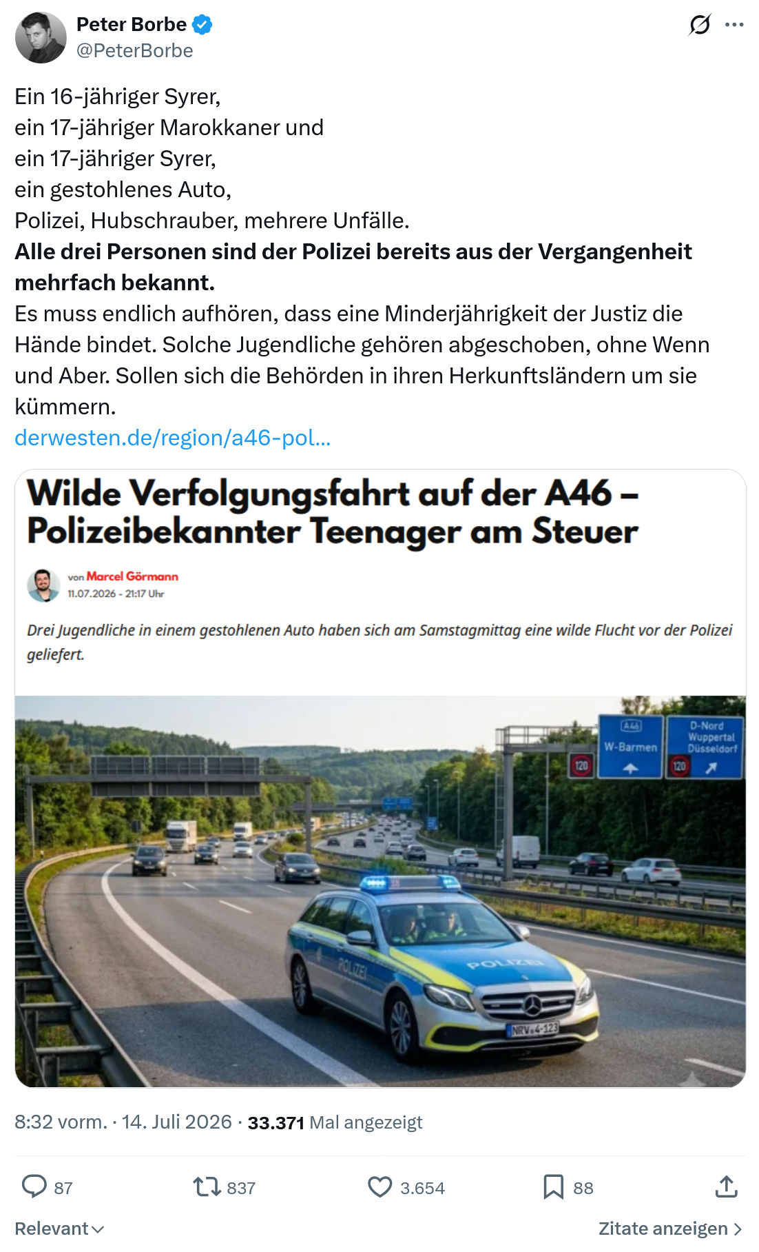 Peter Borbe: Ein 16-jähriger Syrer...