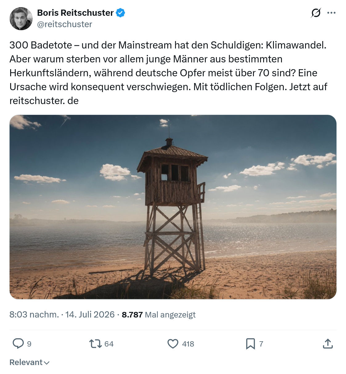 Boris Reitschuster: 300 Badetote – und der Mainstream...