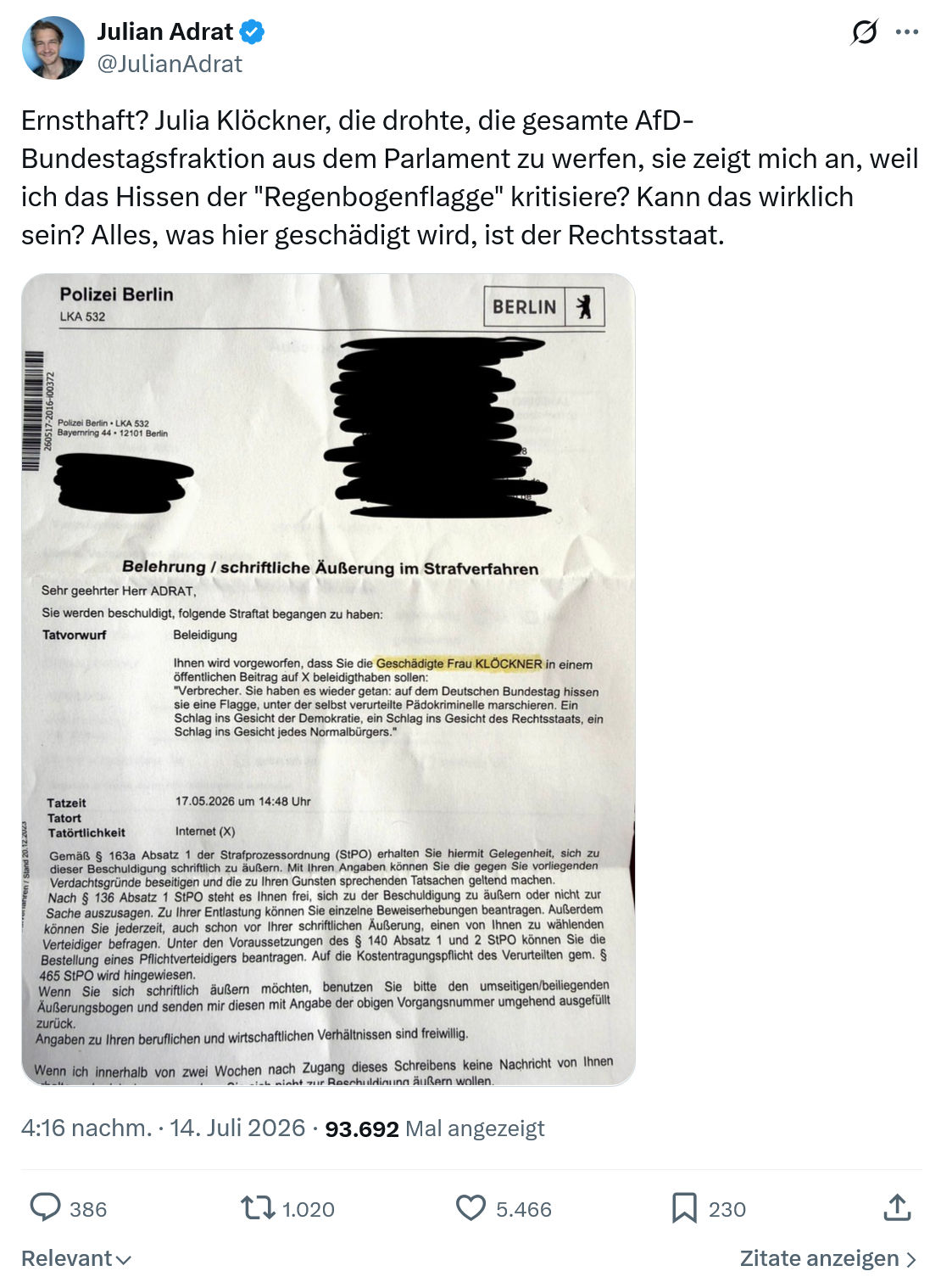 Julian Adrat: Ernsthaft? Julia Klöckner...