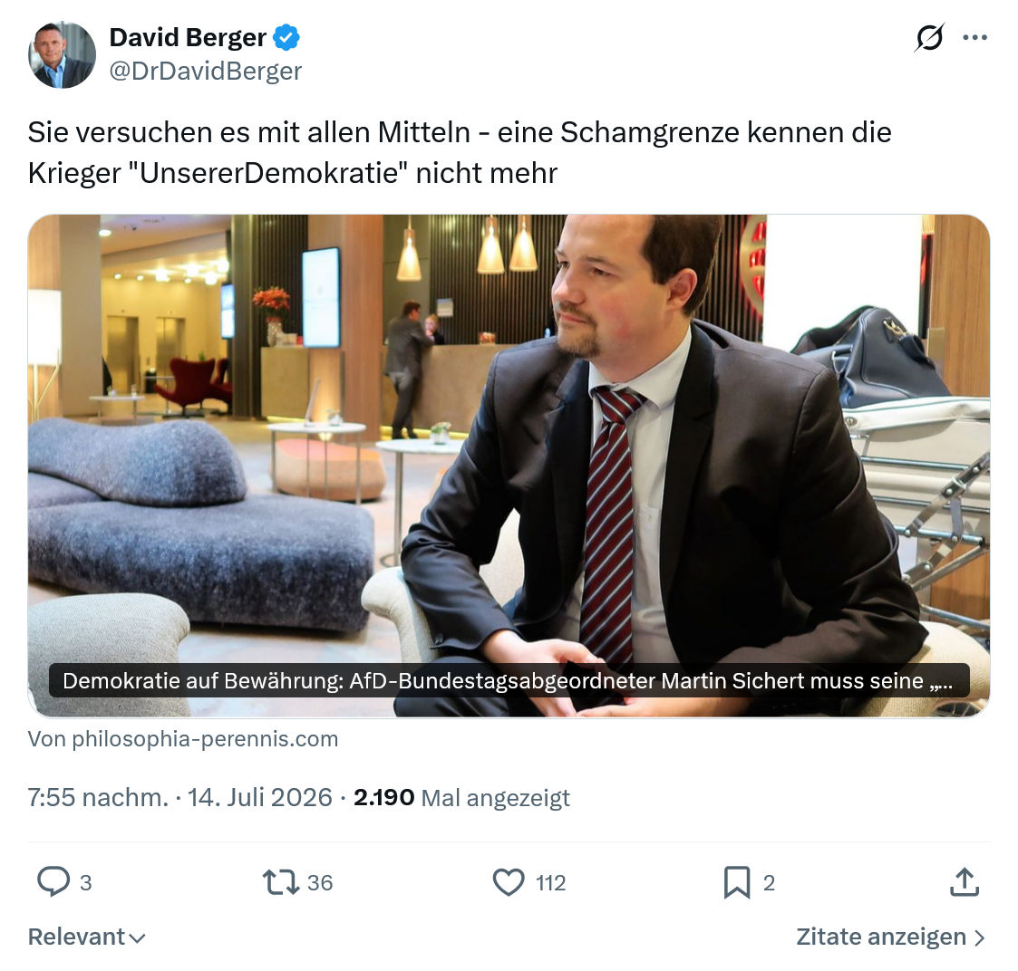 David Berger: Sie versuchen es mit allen Mitteln...