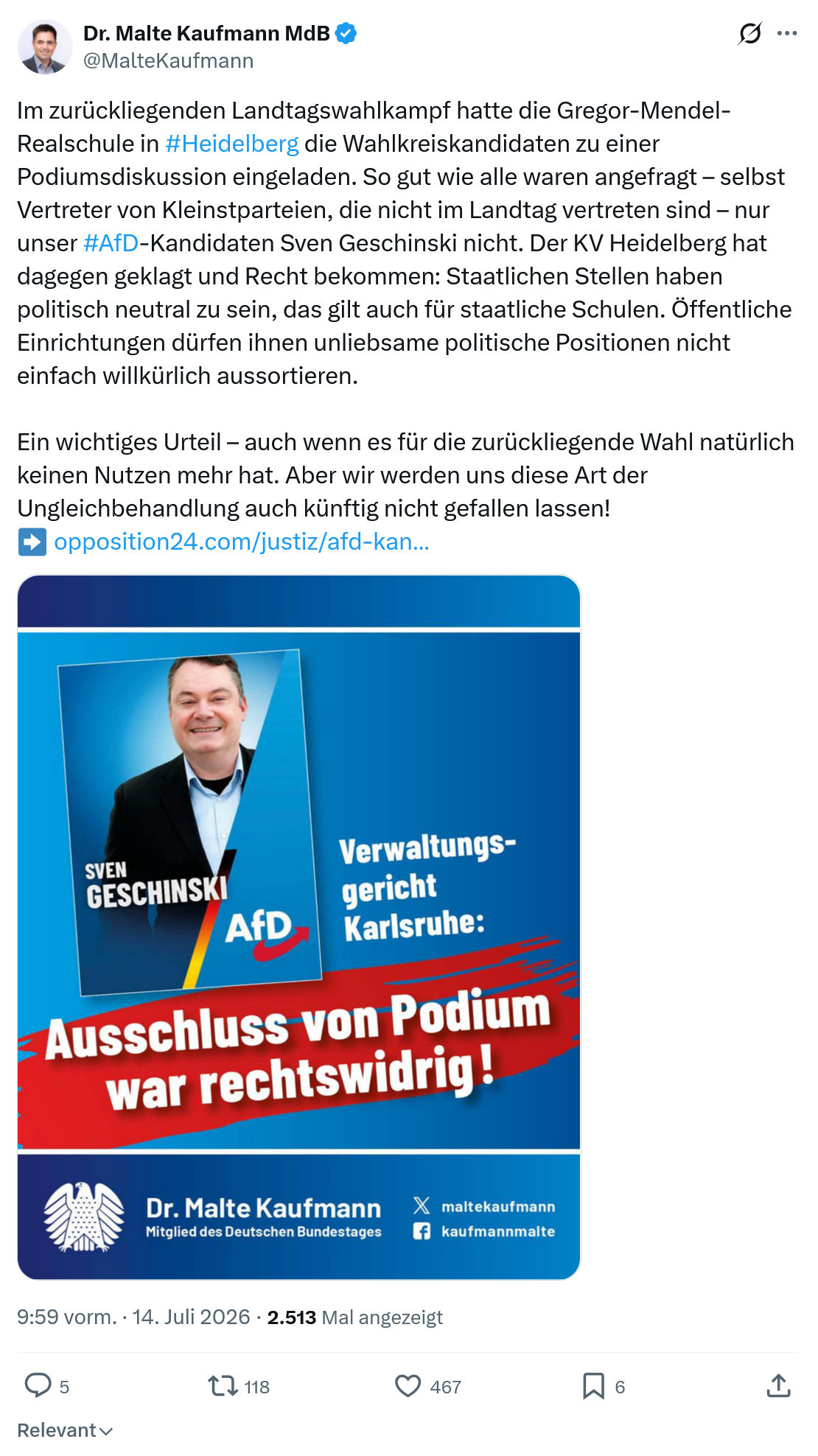 Malte Kaufmann: Im zurückliegenden Landtagswahlkampf...