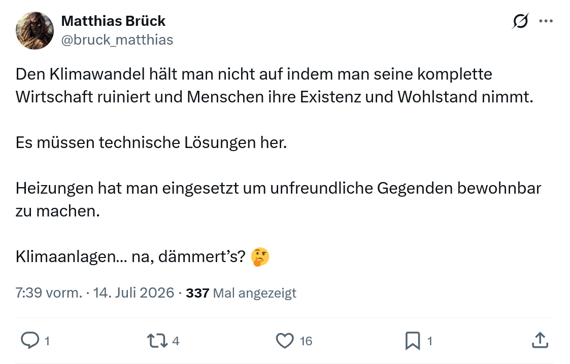 Matthias Brück: Den Klimawandel hält man nicht...