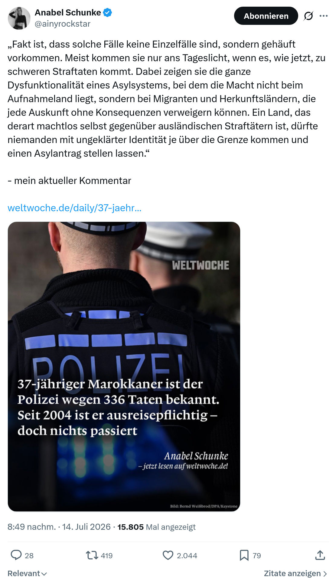 Anabel Schunke: Fakt ist, dass solche Fälle...