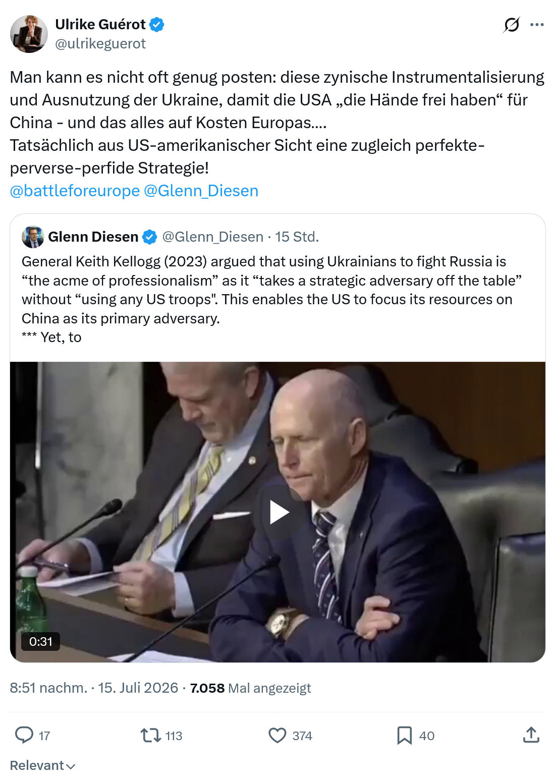 Ulrike Guérot: Man kann es nicht oft genug posten...