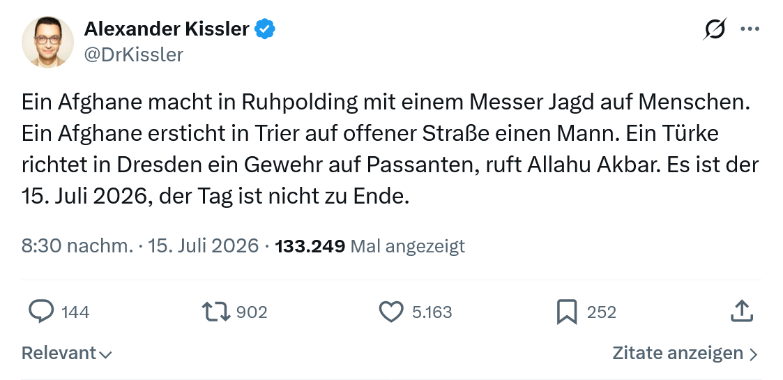 Alexander Kissler: Ein Afghane macht in Ruhpolding...