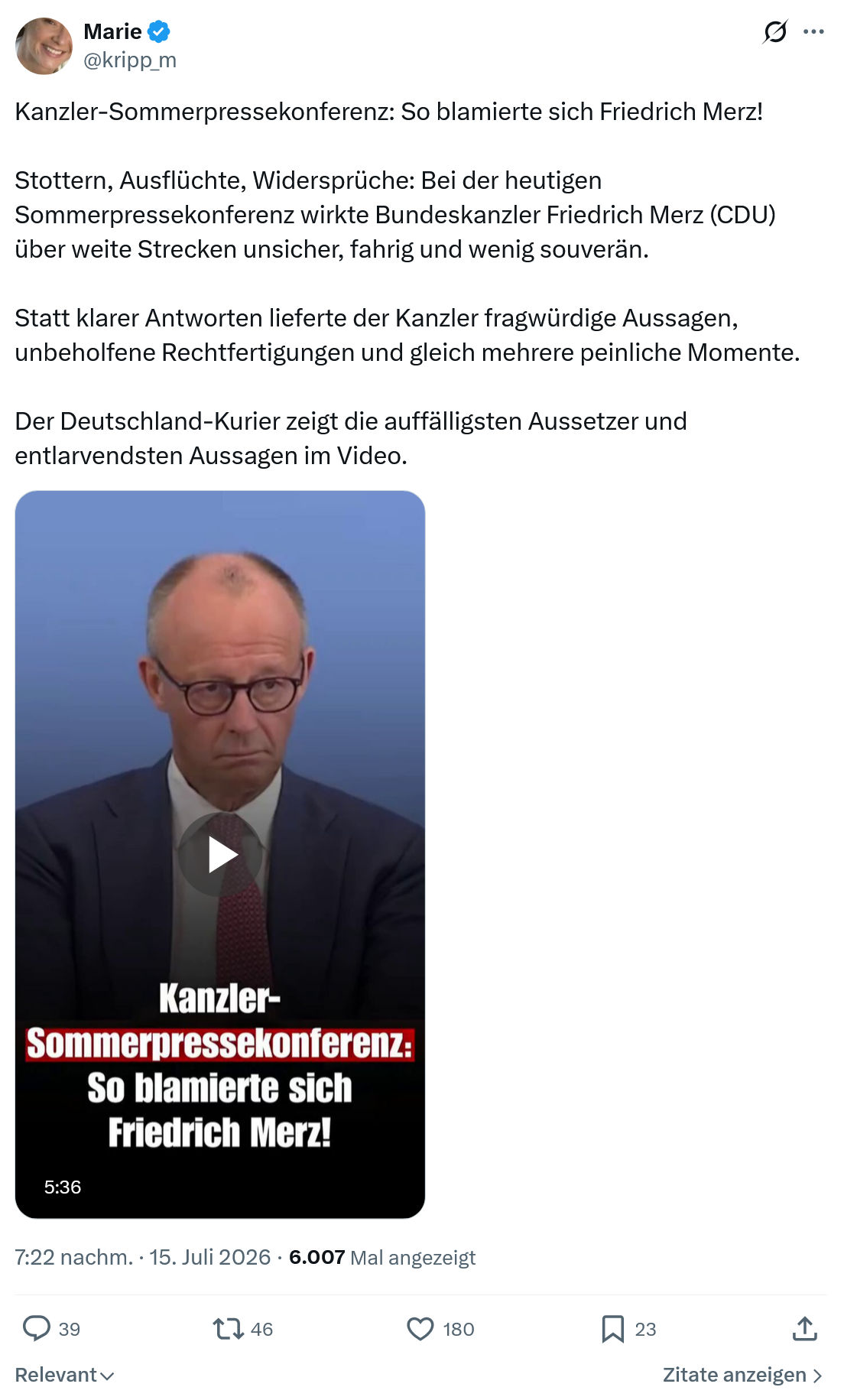 Marie kripp: Kanzler-Sommerpressekonferenz...