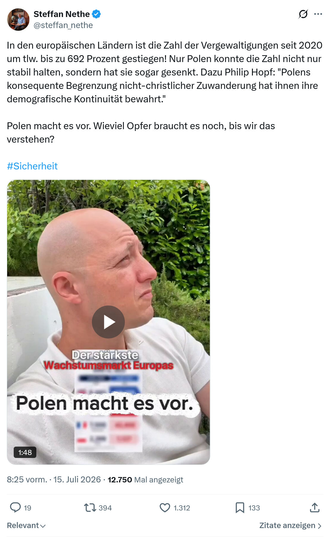 Steffan Nethe: In den europäischen Ländern ist die Zahl...