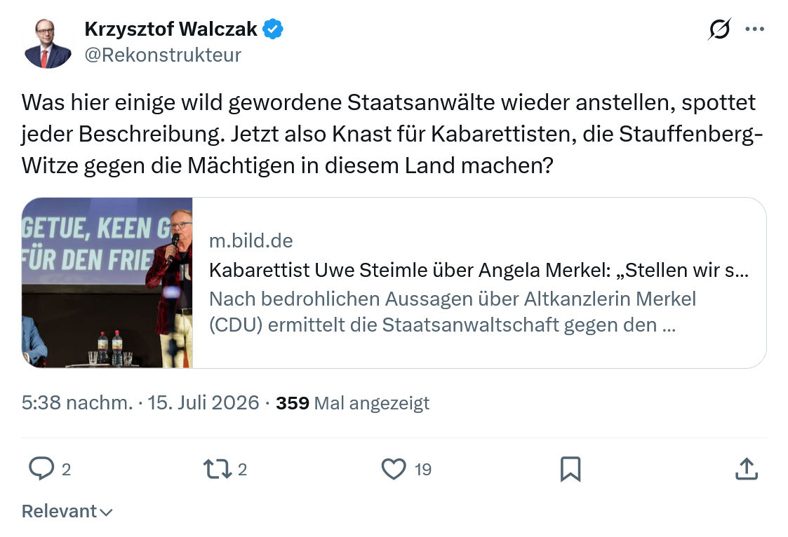 Krzysztof Walczak: Was hier einige wild gewordene...