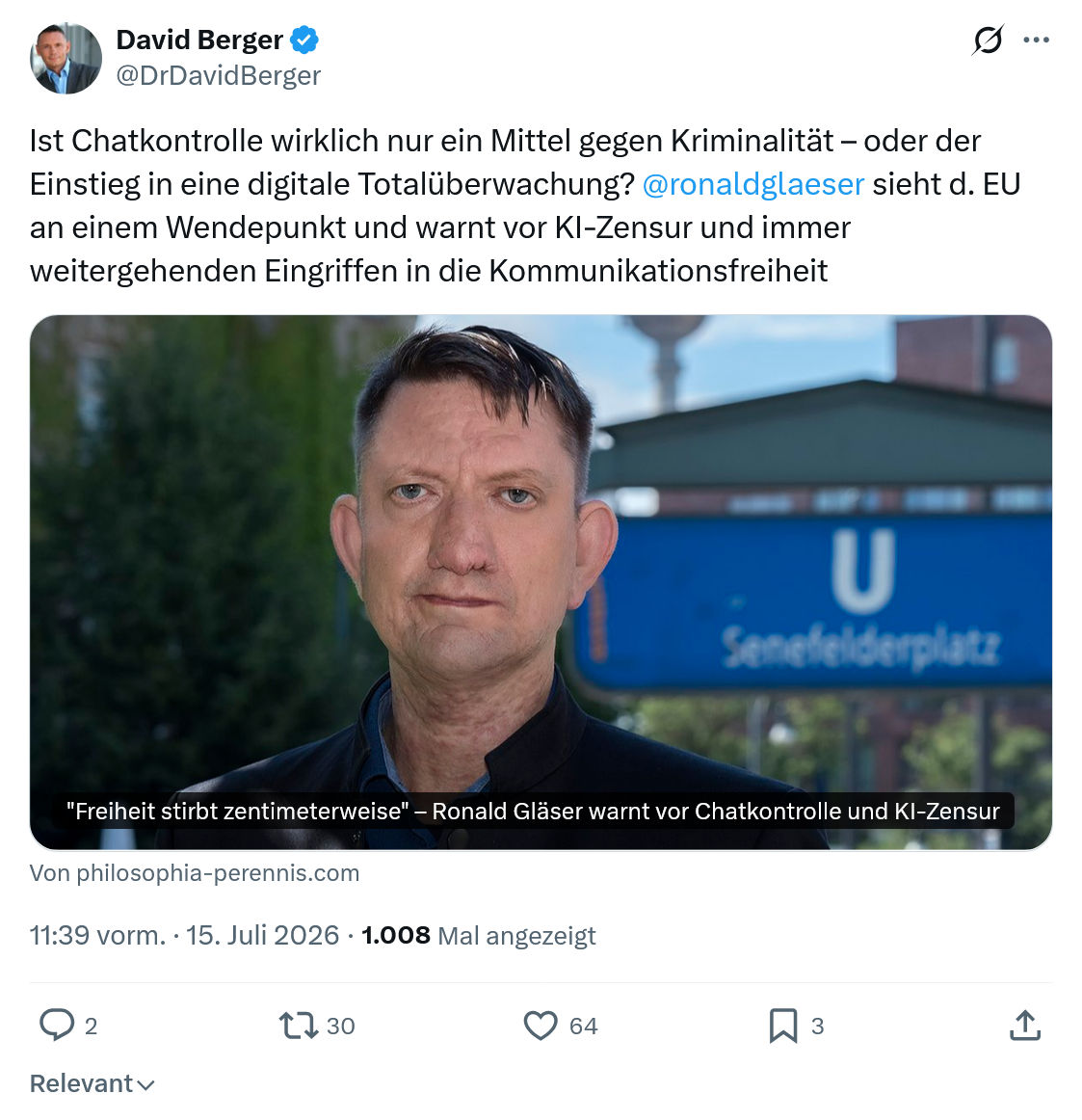 David Berger: Ist Chatkontrolle wirklich nur ein Mittel...