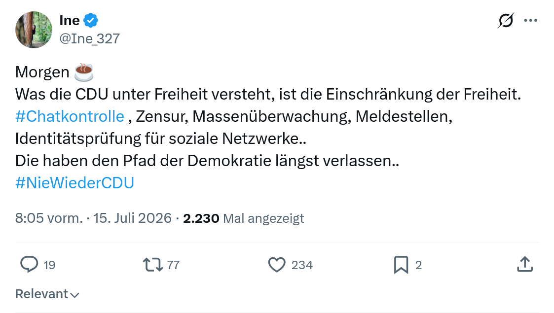Ine: Was die CDU unter Freiheit versteht...