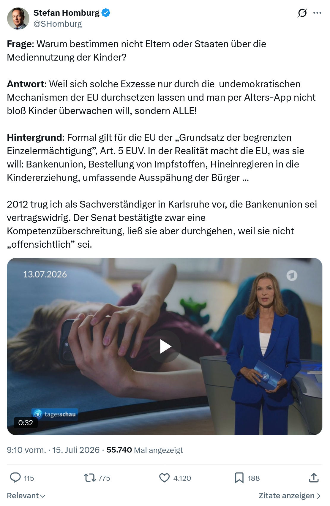 Stefan Homburg: Frage: Warum bestimmen nicht Eltern...