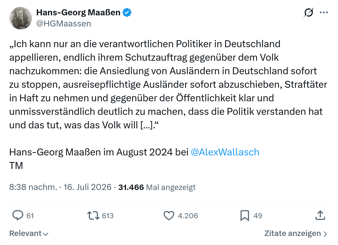 Hans-Georg Maaßen: Ich kann nur an die verantwortlichen Politiker...