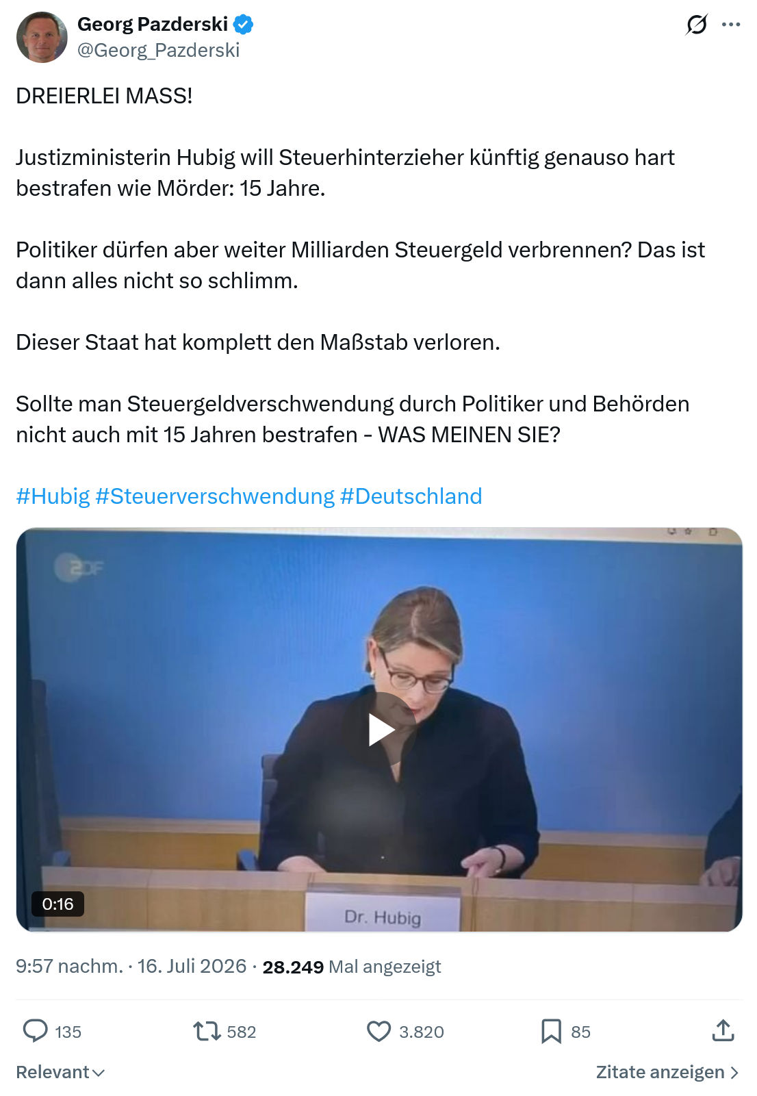 Georg Pazderski: DREIERLEI MASS...