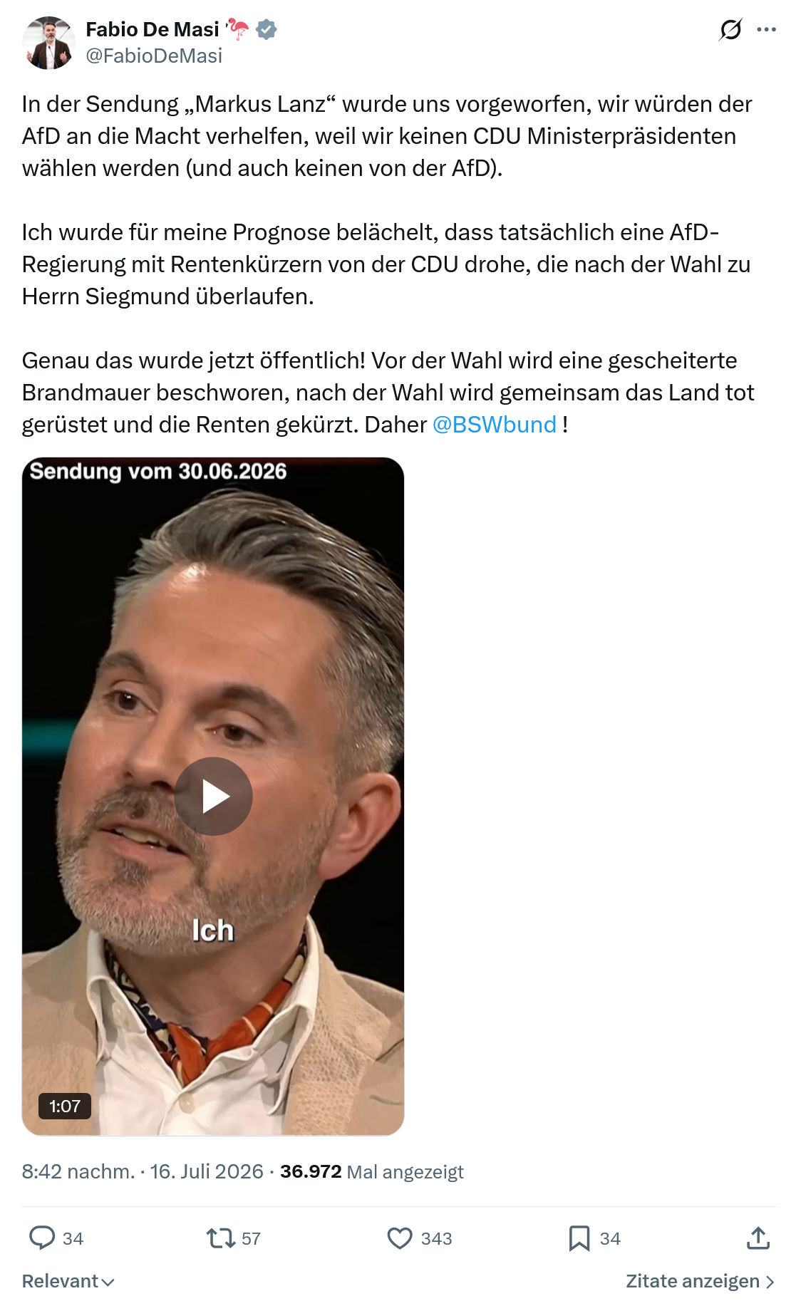 Fabio De Masi: In der Sendung „Markus Lanz“ wurde uns vorgeworfen...