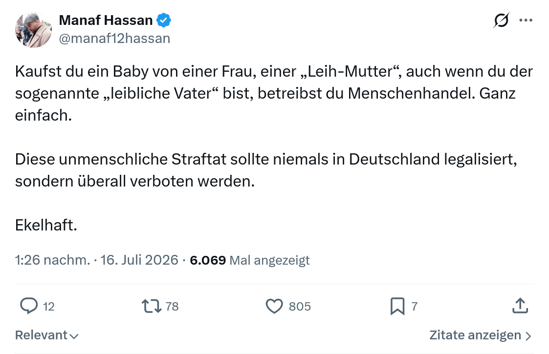 Manaf Hassan: Kaufst du ein Baby von einer Frau...