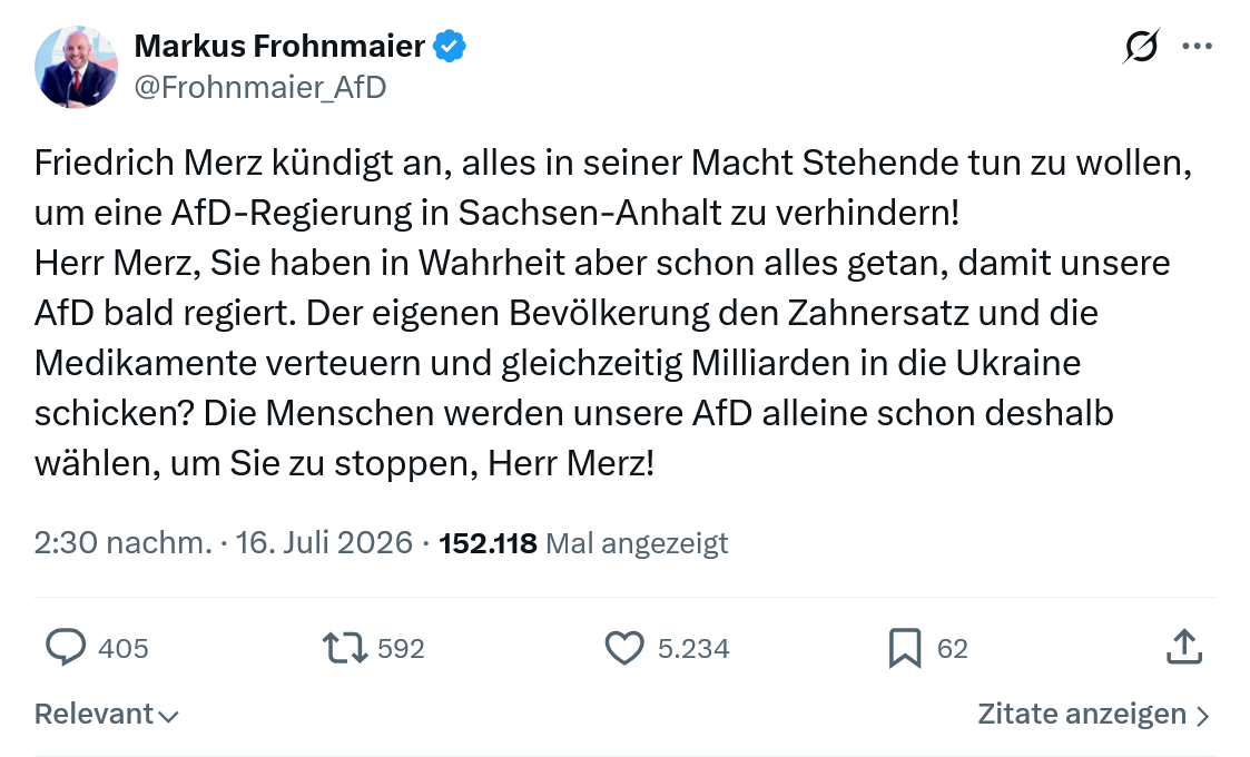 Markus Frohnmaier: Friedrich Merz kündigt an...