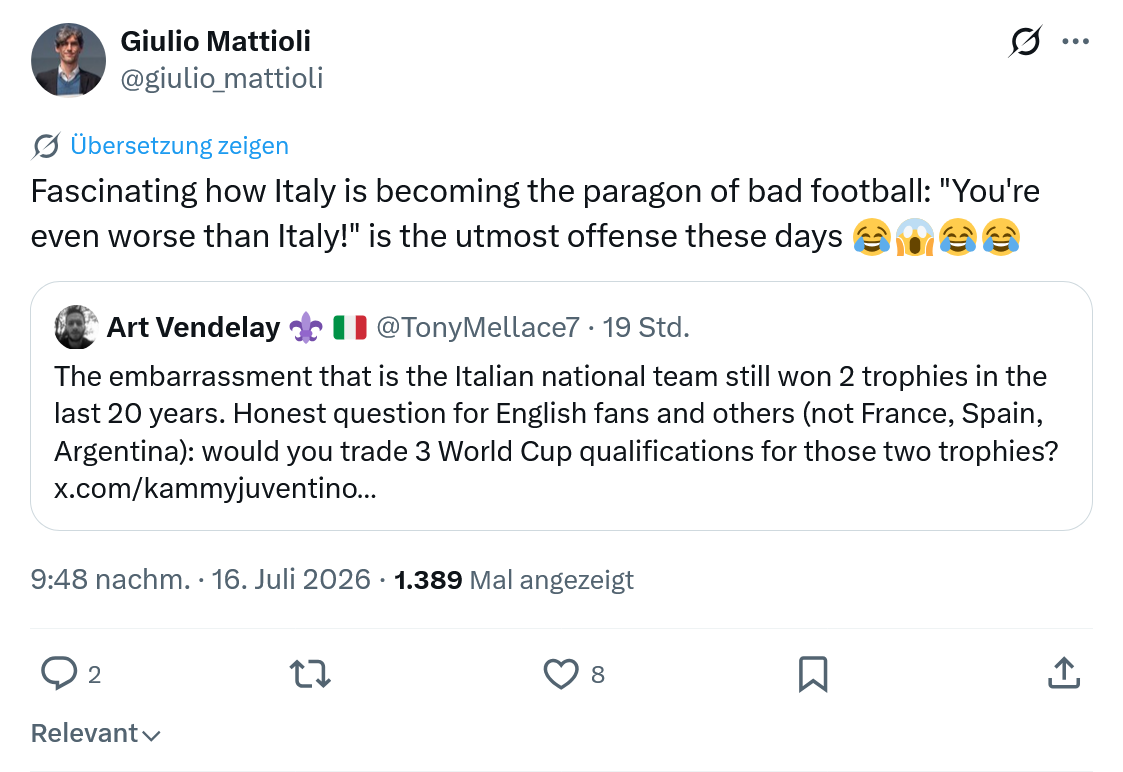Giulio Mattioli: Fascinating how Italy...