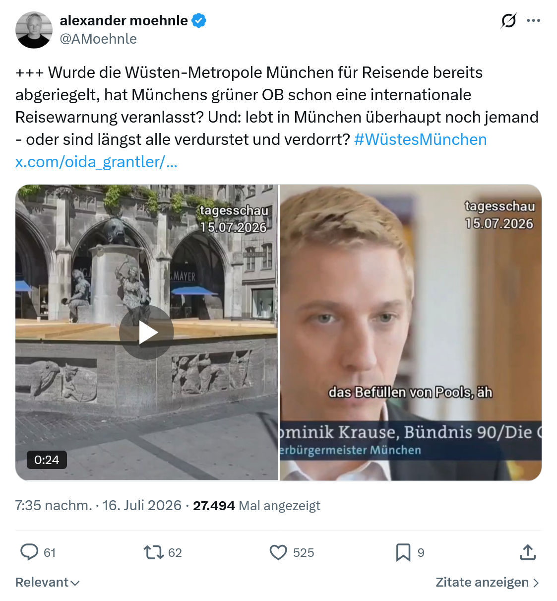 Alexander Moehnle: Wurde die Wüsten-Metropole München...