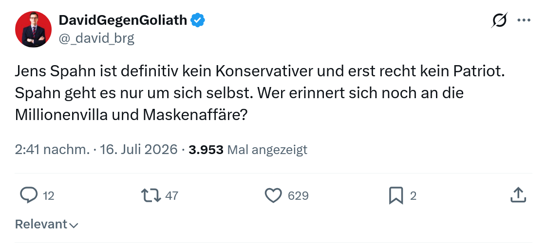 David Gegen Goliath: Jens Spahn ist definitiv kein Konservativer...