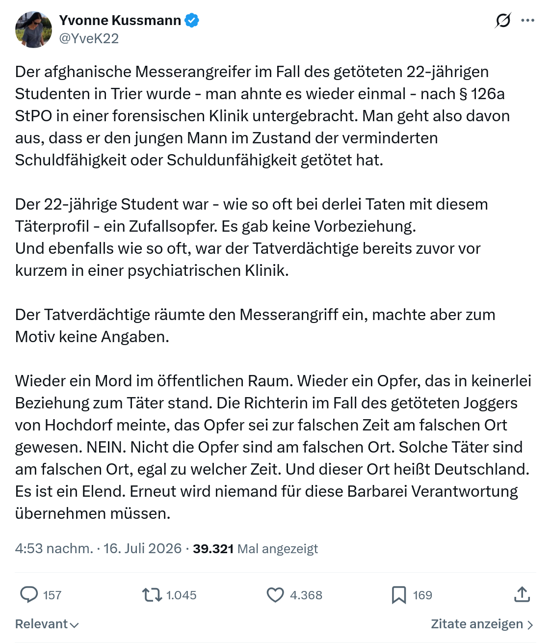 Yvonne Kussmann: Der afghanische Messerangreifer...