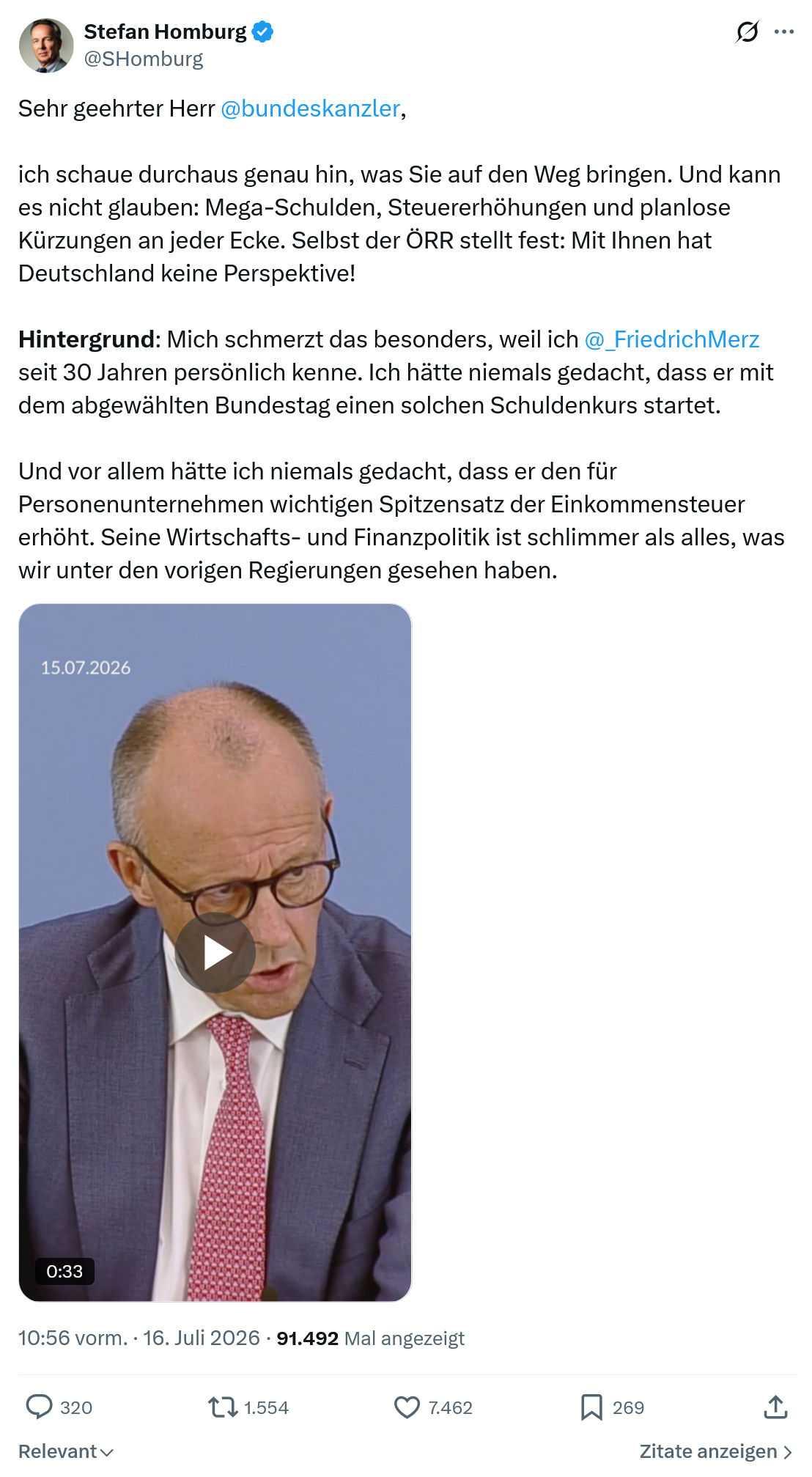 Stefan Homburg: Sehr geehrter Herr @bundeskanzler...
