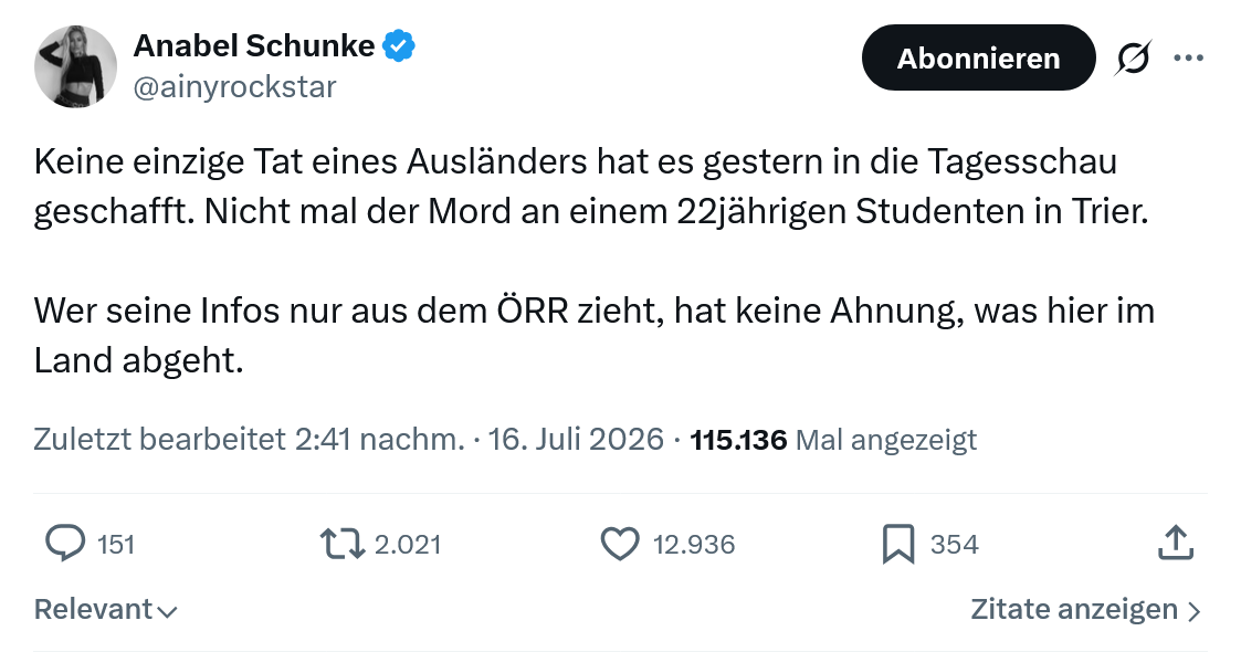 Anabel Schunke: Keine einzige Tat eines Ausländers...