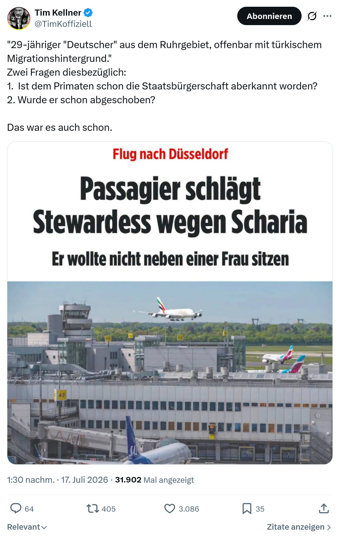 Tim Kellner: 29-jähriger "Deutscher" aus dem Ruhrgebiet...
