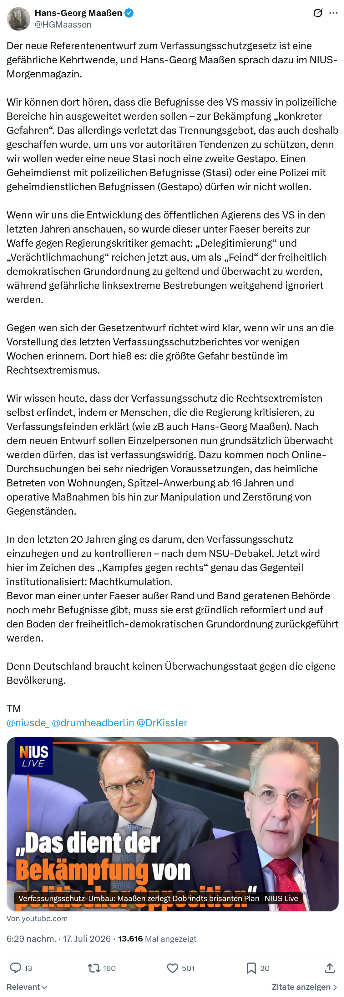 Hans-Georg Maaßen: Der neue Referentenentwurf...