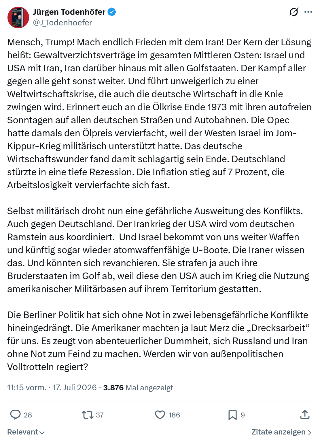 Jürgen Todenhöfer: Mensch, Trump...