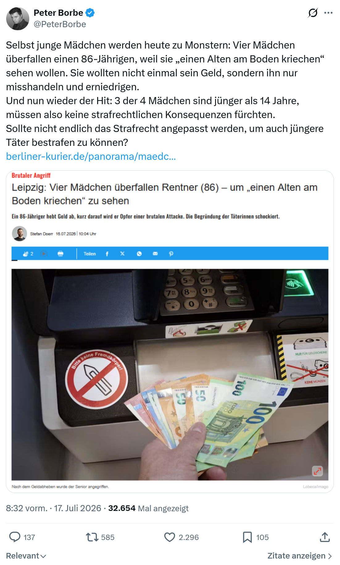 Peter Borbe: Selbst junge Mädchen werden...