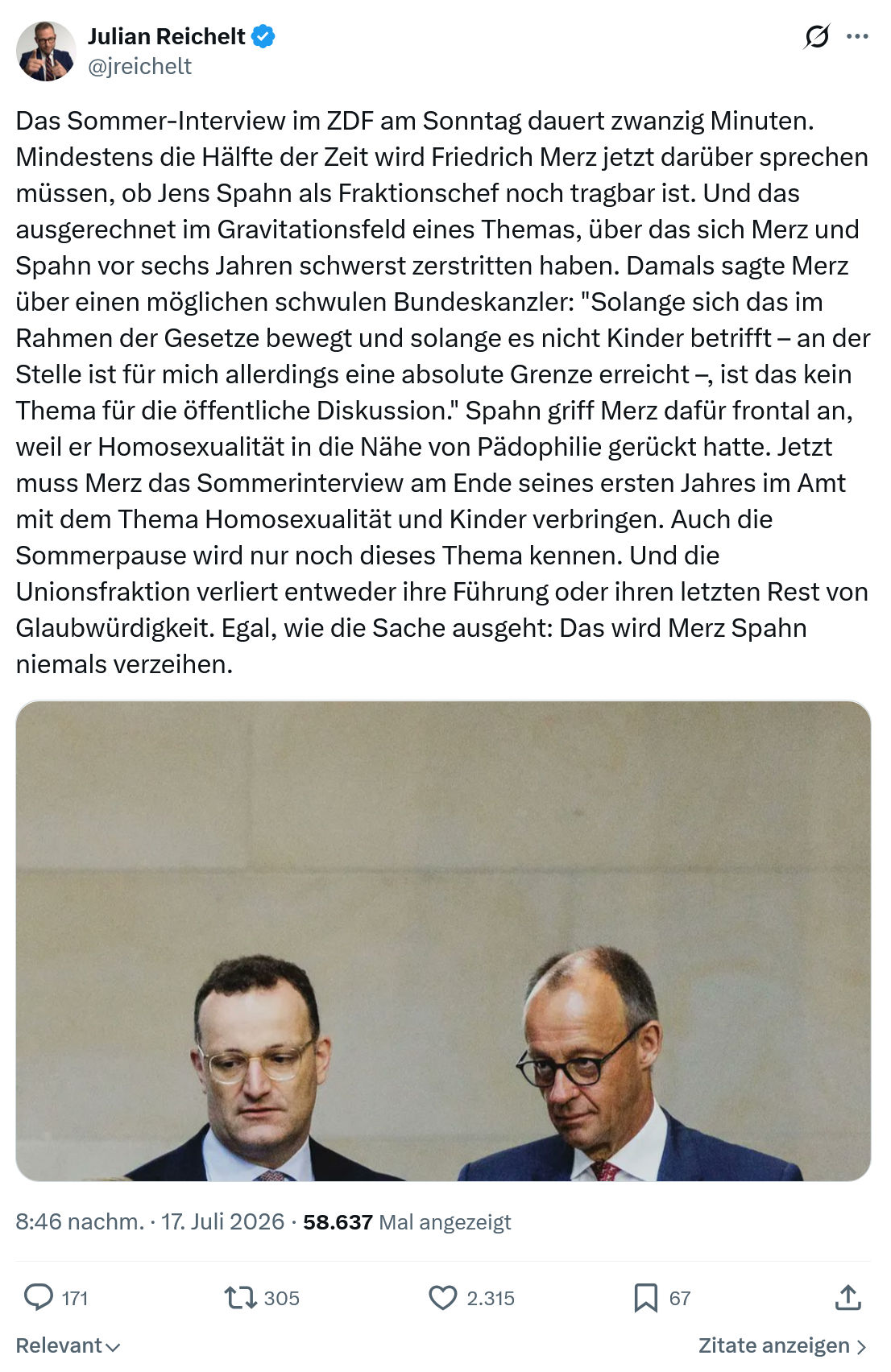 Julian Reichelt: Das Sommer-Interview im ZDF...