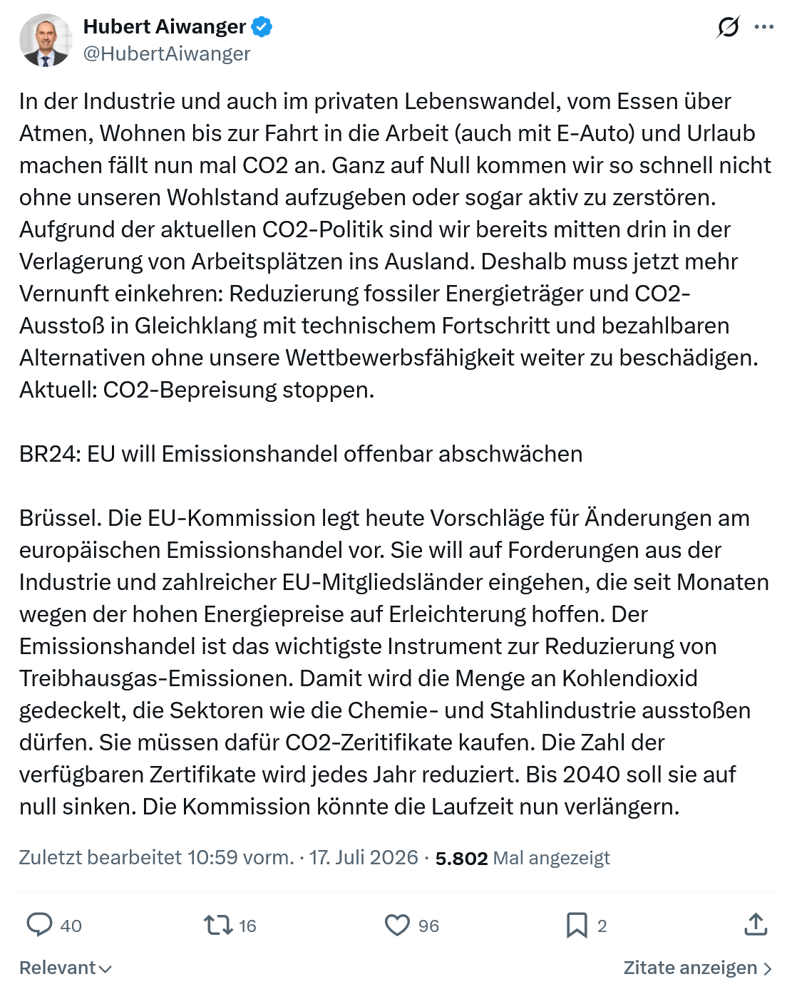 Hubert Aiwanger: In der Industrie und auch im privaten...