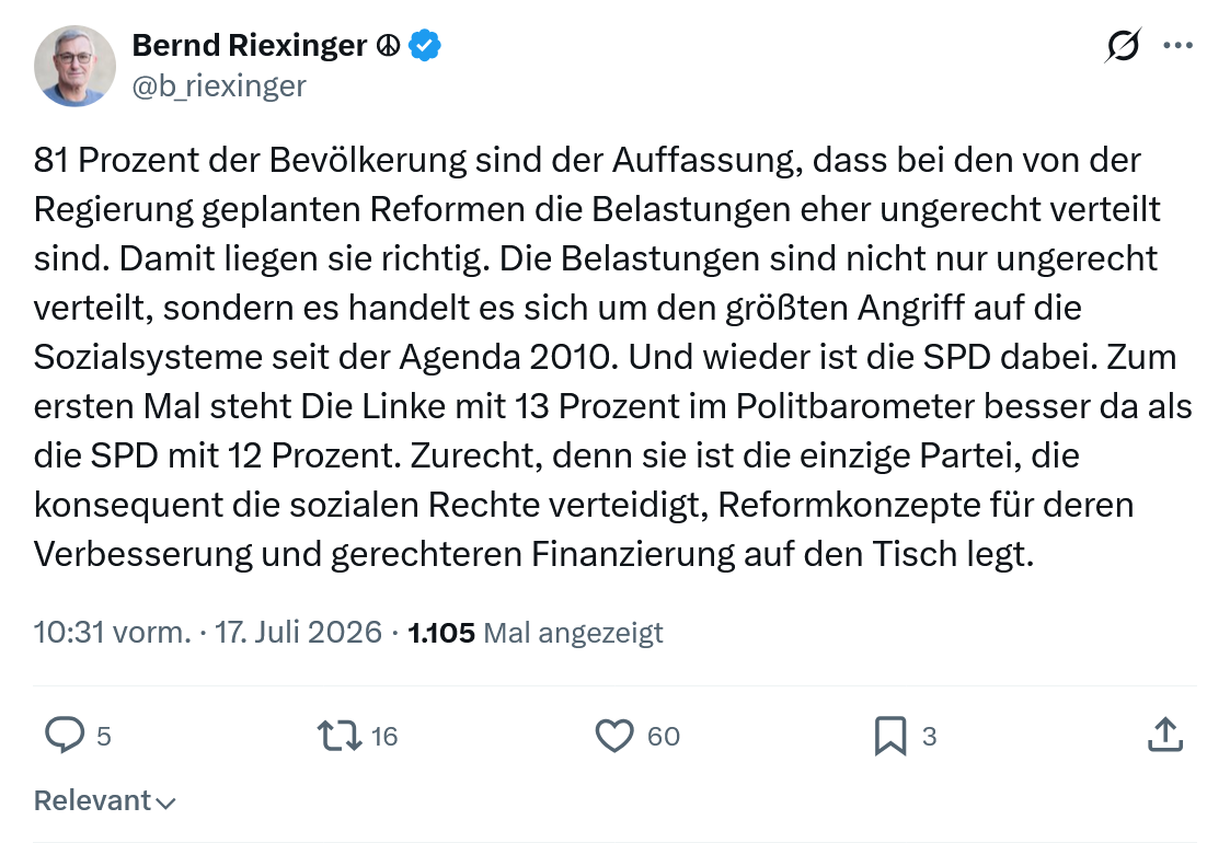 Bernd Riexinger: 81 Prozent der Bevölkerung...