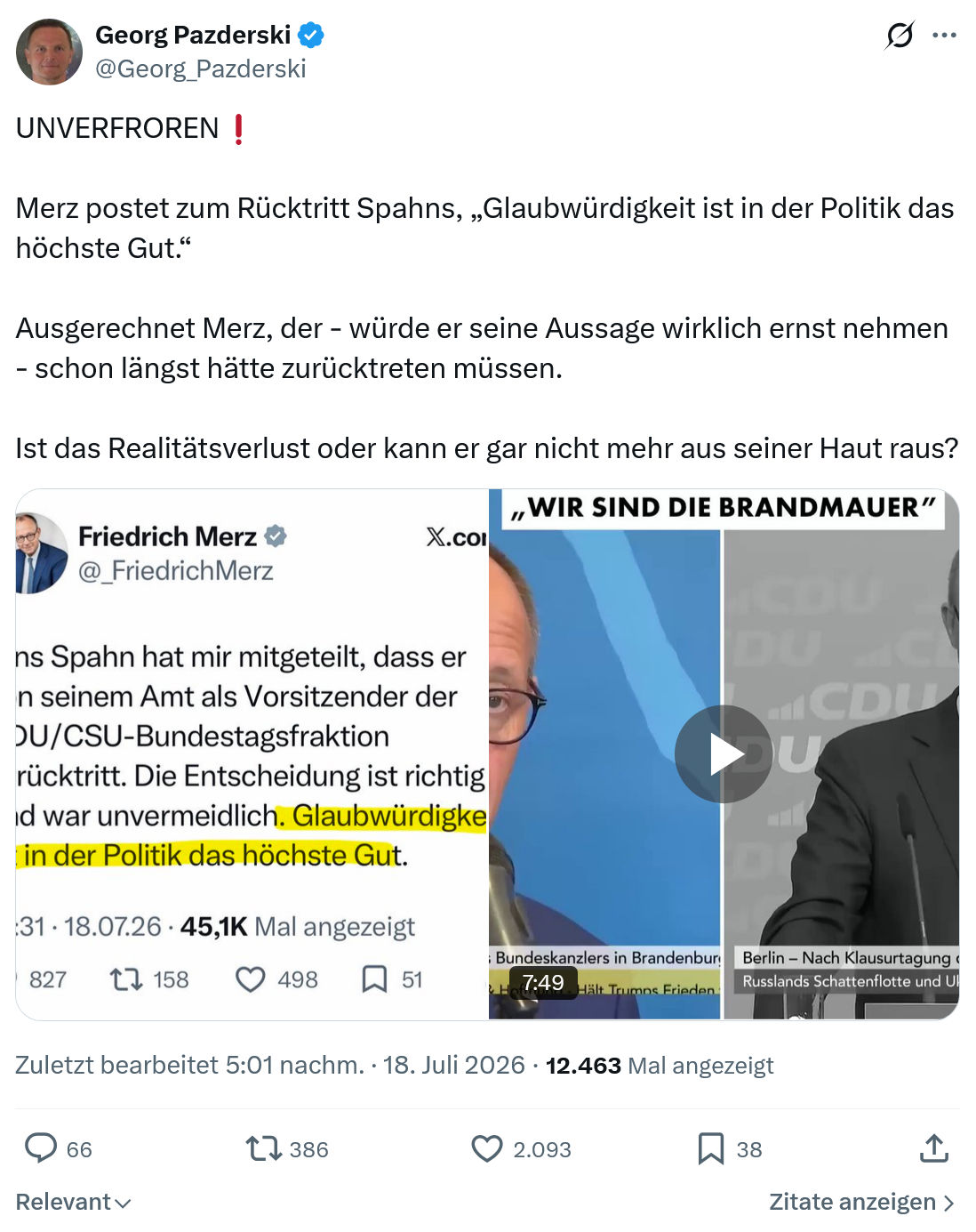Georg Pazderski: UNVERFROREN...