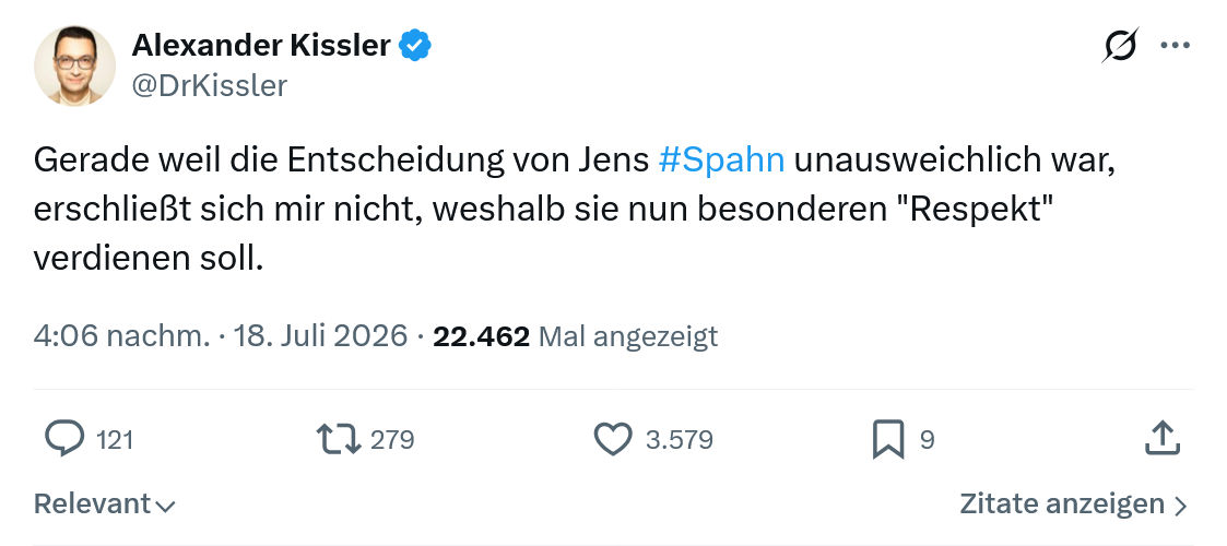 Alexander Kissler: Gerade weil die Entscheidung...
