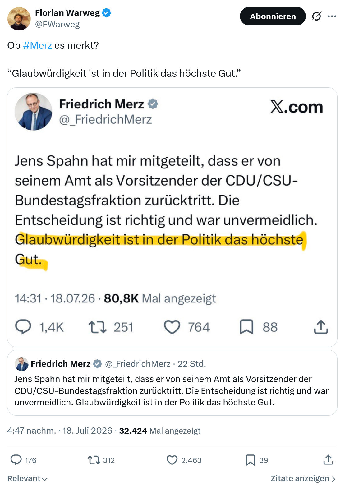 Florian Warweg: Ob #Merz es merkt...