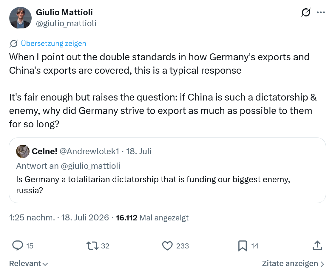 Giulio Mattioli: When I point out the double standards...