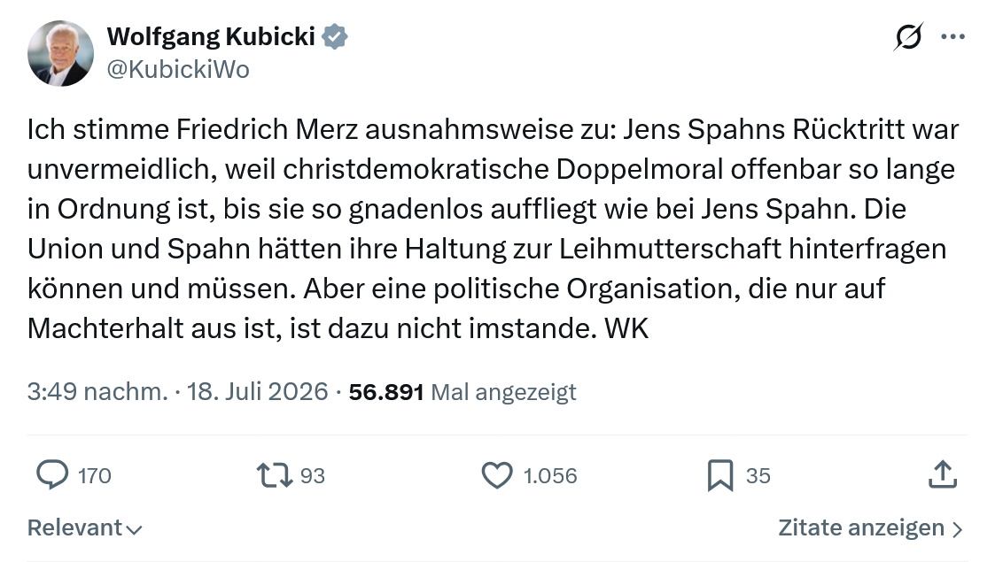 Wolfgang Kubicki: Ich stimme Friedrich Merz ausnahmsweise zu...