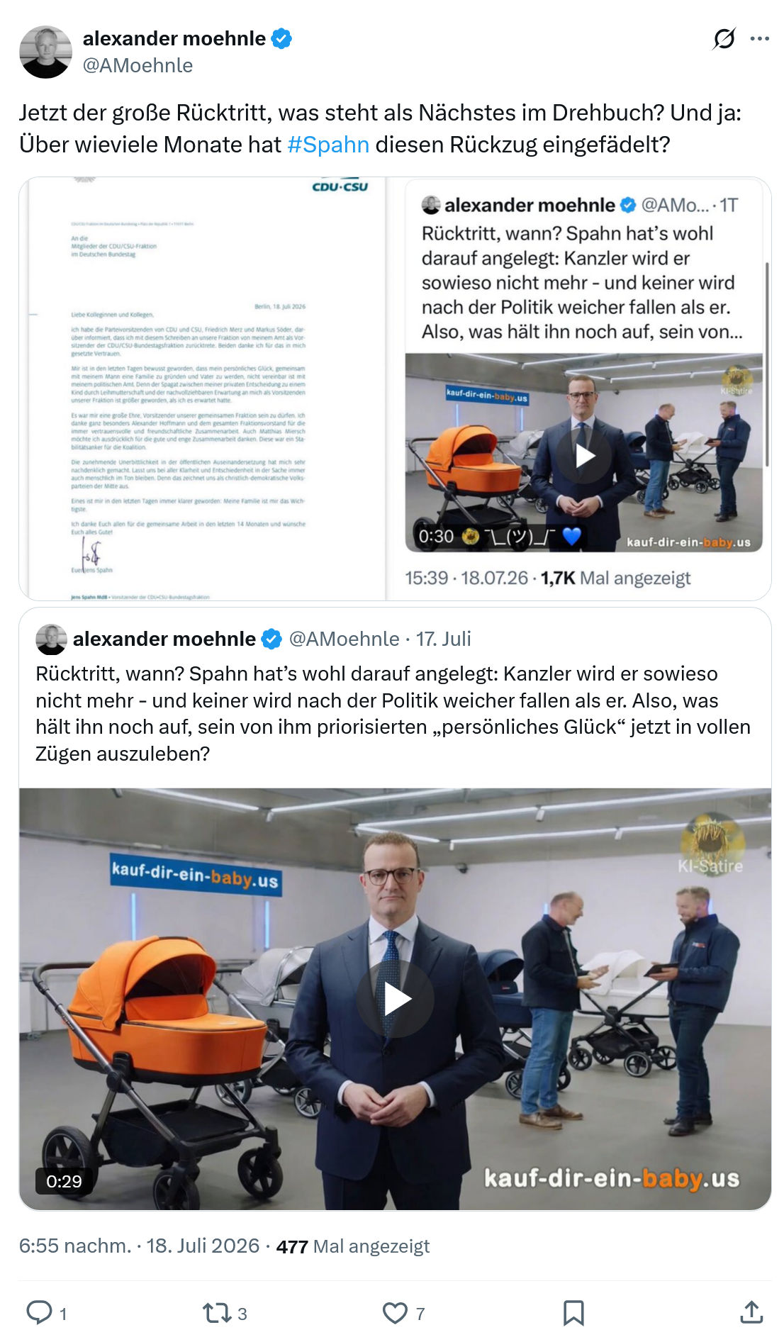 Alexander Moehnle: Jetzt der große Rücktritt...