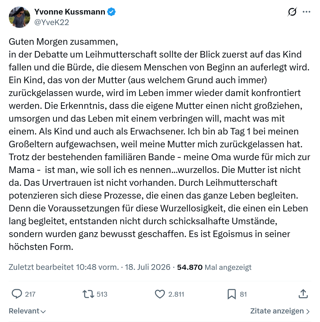 Yvonne Kussmann: Guten Morgen zusammen...