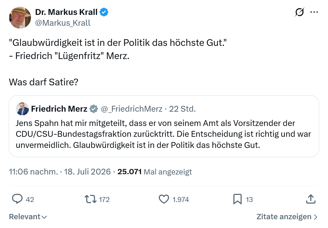 Markus Krall: Glaubwürdigkeit ist in der Politik...