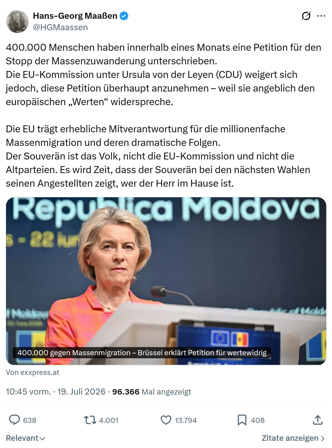 Hans-Georg Maaßen: 400.000 Menschen haben innerhalb...