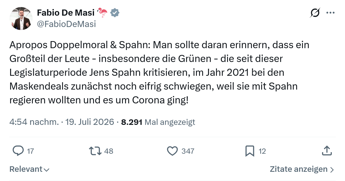 Fabio De Masi: Apropos Doppelmoral & Spahn...