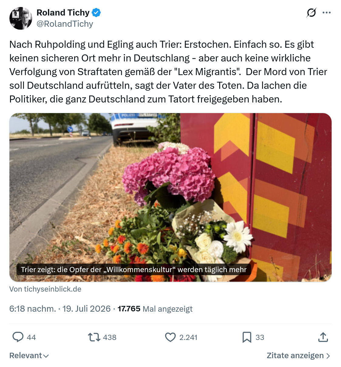 Roland Tichy: Nach Ruhpolding und Egling...