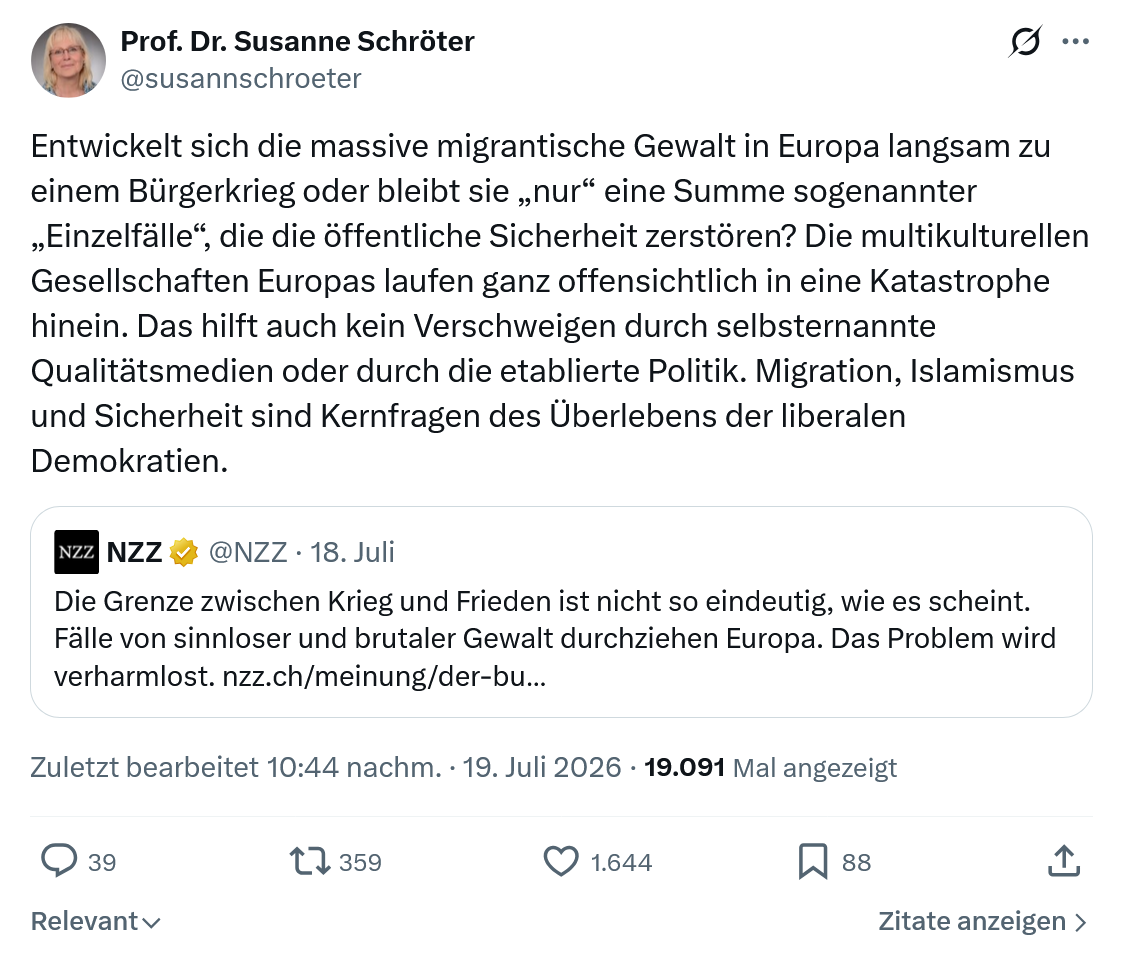 Susanne Schröter: Entwickelt sich die massive...