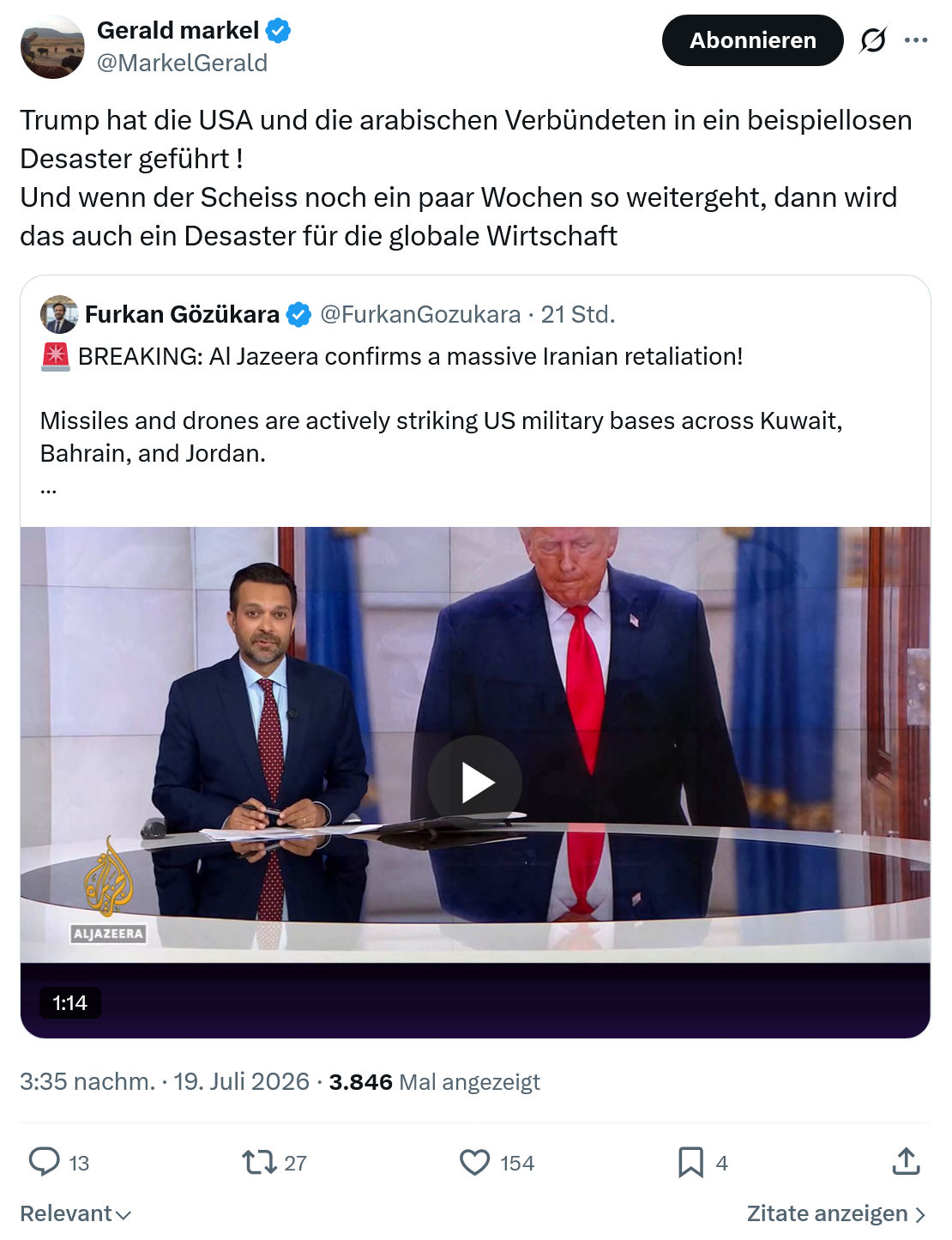 Gerald Markel: Trump hat die USA...