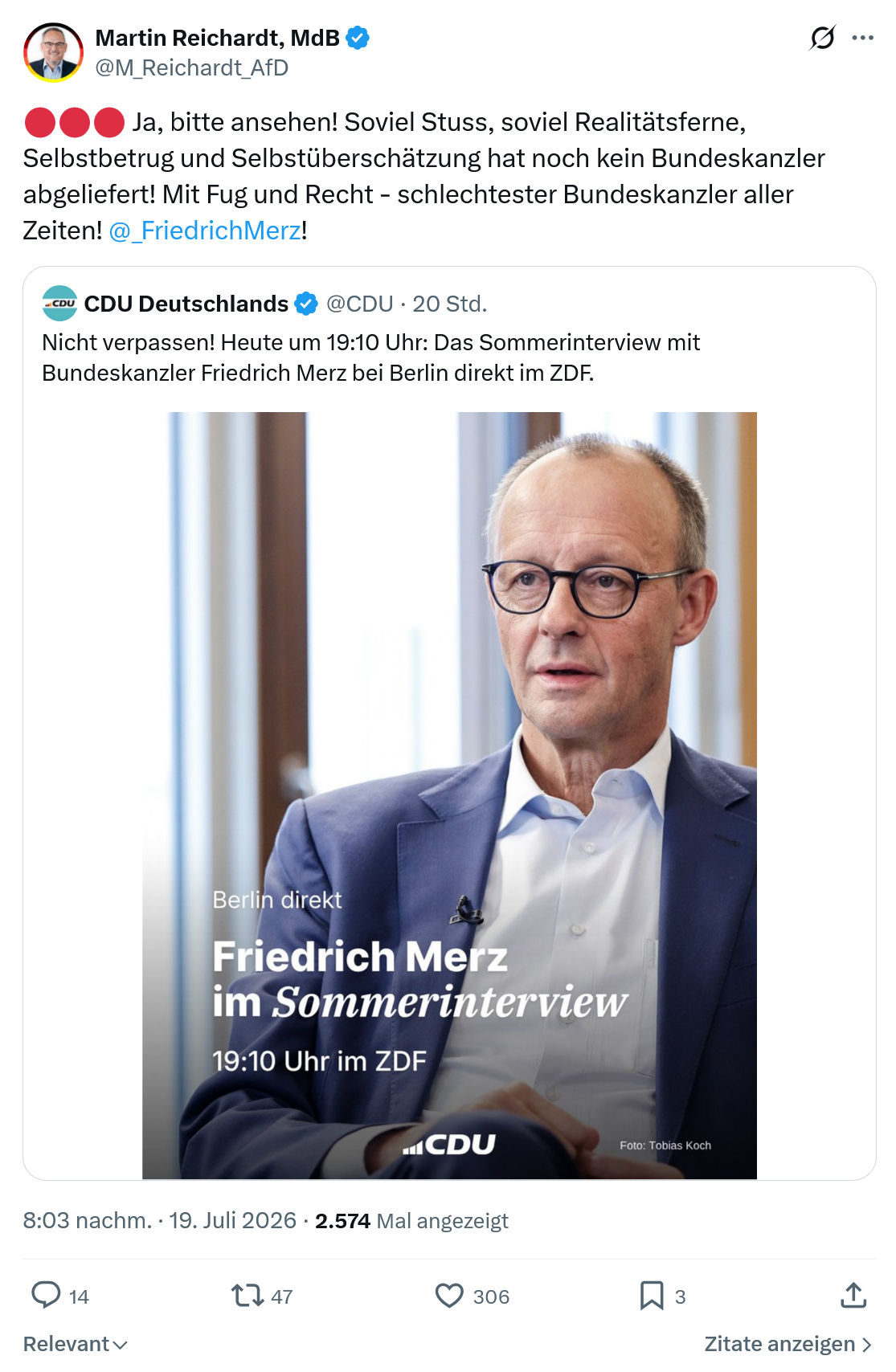 Martin Reichardt: Ja, bitte ansehen! Soviel Stuss...