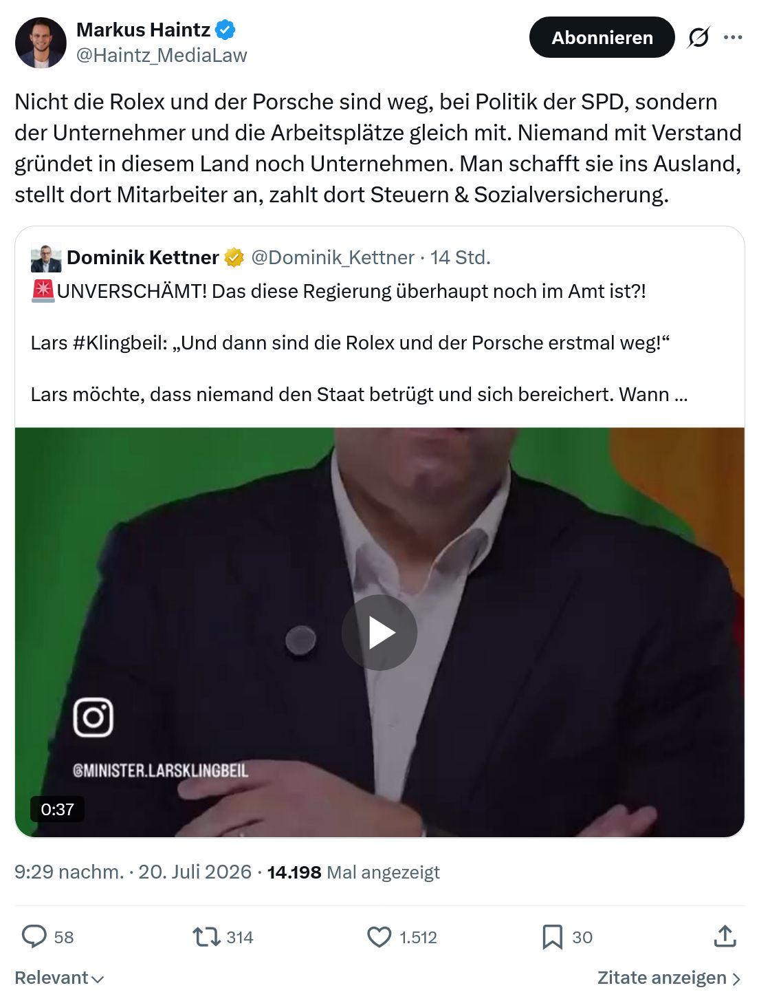 Markus Haintz: Nicht die Rolex und der Porsche sind weg...
